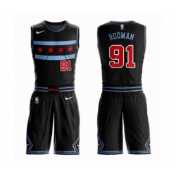 Chicago Bulls #91 Dennis Rodman Swingman Black Basketball Suit Jersey - City Edition
