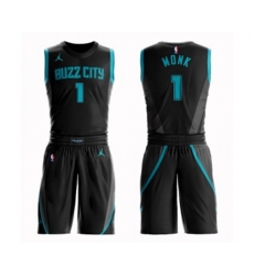 Charlotte Hornets #1 Malik Monk Swingman Black Basketball Suit Jersey - City Edition