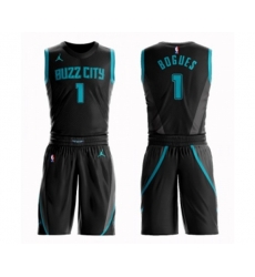 Charlotte Hornets #1 Muggsy Bogues Authentic Black Basketball Suit Jersey - City Edition