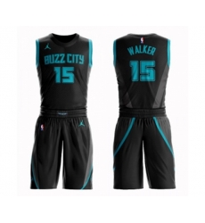 Charlotte Hornets #15 Kemba Walker Authentic Black Basketball Suit Jersey - City Edition