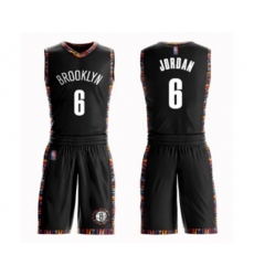 Brooklyn Nets #6 DeAndre Jordan Authentic Black Basketball Suit Jersey - City Edition