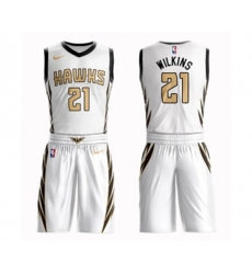 Atlanta Hawks #21 Dominique Wilkins Swingman White Basketball Suit Jersey - City Edition