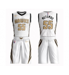 Atlanta Hawks #55 Dikembe Mutombo Authentic White Basketball Suit Jersey - City Edition