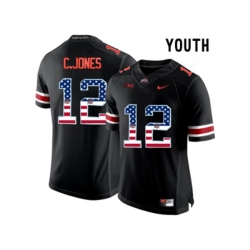 2016 US Flag Fashion Youth Ohio State Buckeyes C.Jones #12 College Football Limited Jersey - Blackout 2016 US Flag Fashion Youth Ohio State Buckeyes C.Jones #12 College Football Limited Jersey - Blackout
