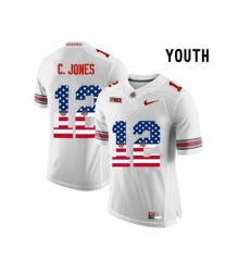 2016 US Flag Fashion Youth Ohio State Buckeyes C.Jones #12 College Football Limited Jersey - White