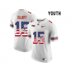 2016 US Flag Fashion Youth Ohio State Buckeyes Ezekiel Elliott #15 College Football Limited Jersey - White 2016 US Flag Fashion Youth Ohio State Buckeyes Ezekiel Elliott #15 College Football Limited Jersey - White