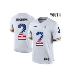2016 US Flag Fashion-2016 Youth Jordan Brand Michigan Wolverines Charles Woodson #2 College Football Limited Jersey - White