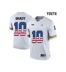 2016 US Flag Fashion-2016 Youth Jordan Brand Michigan Wolverines Tom Brady #10 College Football Limited Jersey - White