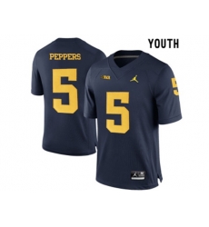 2016 Youth Jordan Brand Michigan Wolverines Jabrill Peppers #5 College Football Limited Jersey - Navy Blue