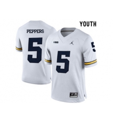 2016 Youth Jordan Brand Michigan Wolverines Jabrill Peppers #5 College Football Limited Jersey - White
