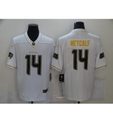 Seattle Seahawks #14 DK Metcalf White Olive Gold Nike Limited Jersey