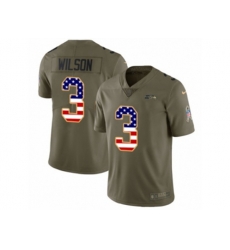 Seattle Seahawks #3 Russell Wilson Limited Olive USA Flag 2017 Salute to Service NFL Jersey