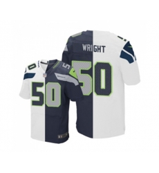 Seattle Seahawks #50 K.J. Wright Elite Navy White Split Fashion Football Jersey