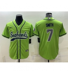 Seattle Seahawks #7 Geno Smith Green With Patch Cool Base Stitched Baseball Jersey