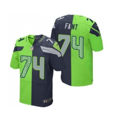 Seattle Seahawks #74 George Fant Elite Navy Green Split Fashion Football Jersey
