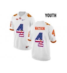2016 US Flag Fashion Youth Clemson Tigers DeShaun Watson #4 College Football Limited Jersey - White