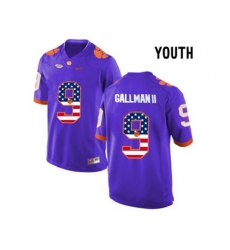 2016 US Flag Fashion Youth Clemson Tigers Wayne Gallman II #9 College Football Limited Jersey - Purple
