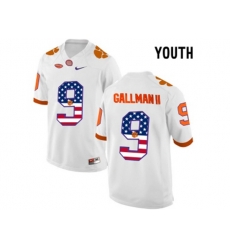 2016 US Flag Fashion Youth Clemson Tigers Wayne Gallman II #9 College Football Limited Jersey - White