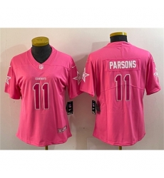 Women Dallas Cowboys #11 Micah Parsons Pink Vapor Untouchable Limited Stitched Jersey