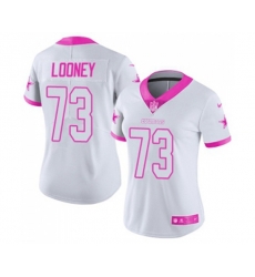 Women Dallas Cowboys #73 Joe Looney Limited White Pink Rush Fashion Football Jersey