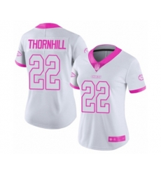 Women Kansas City Chiefs #22 Juan Thornhill Limited White Pink Rush Fashion Football Jersey