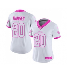 Women Jacksonville Jaguars #20 Jalen Ramsey Limited White Pink Rush Fashion Football Jersey