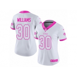 Women Green Bay Packers #30 Jamaal Williams Limited White Pink Rush Fashion NFL Jersey