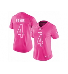 Women Green Bay Packers #4 Brett Favre Limited Pink Rush Fashion NFL Jersey