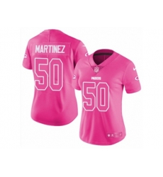 Women Green Bay Packers #50 Blake Martinez Limited Pink Rush Fashion NFL Jersey