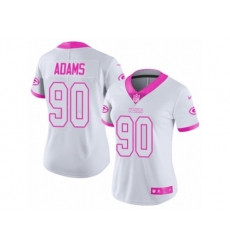Women Green Bay Packers #90 Montravius Adams Limited White Pink Rush Fashion NFL Jersey