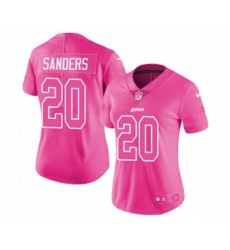 Women Detroit Lions #20 Barry Sanders Limited Pink Rush Fashion Football Jersey