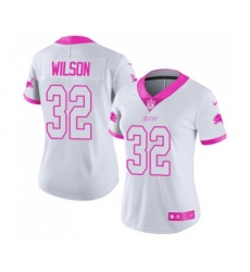 Women Detroit Lions #32 Tavon Wilson Limited White Pink Rush Fashion Football Jersey