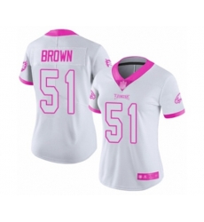 Women Philadelphia Eagles #51 Zach Brown Limited White Pink Rush Fashion Football Jersey