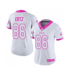 Women Philadelphia Eagles #86 Zach Ertz Limited White Pink Rush Fashion Football Jersey