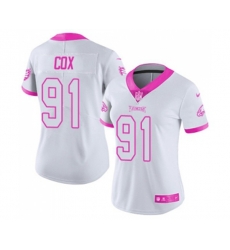 Women Philadelphia Eagles #91 Fletcher Cox Limited White Pink Rush Fashion Football Jersey
