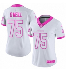 Women Minnesota Vikings #75 Brian ONeill Limited White Pink Rush Fashion NFL Jersey