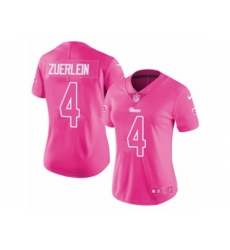 Women Los Angeles Rams #4 Greg Zuerlein Limited Pink Rush Fashion NFL Jersey