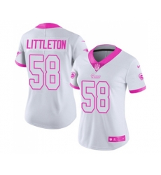 Women Los Angeles Rams #58 Cory Littleton Limited White Pink Rush Fashion Football Jersey