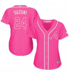 Women Atlanta Braves #24 Kurt Suzuki Replica Pink Fashion Cool Base MLB Jersey Women Atlanta Braves #24 Kurt Suzuki Replica Pink Fashion Cool Base MLB Jersey