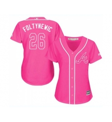 Womens Atlanta Braves #26 Mike Foltynewicz Authentic Pink Fashion Cool Base Baseball Jersey