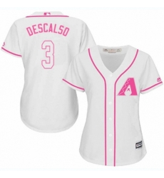 Women Arizona Diamondbacks #3 Daniel Descalso Authentic White Fashion MLB Jersey