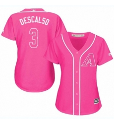 Women Arizona Diamondbacks #3 Daniel Descalso Replica Pink Fashion MLB Jersey