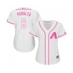 Womens Arizona Diamondbacks #6 David Peralta Replica White Fashion Baseball Jersey