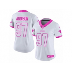 Women Carolina Panthers #97 Mario Addison Limited White Pink Rush Fashion NFL Jersey