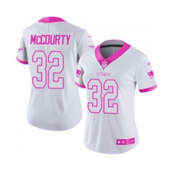 Women New England Patriots #32 Devin McCourty Limited White Pink Rush Fashion Football Jersey