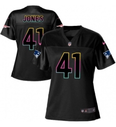 Women New England Patriots #41 Cyrus Jones Game Black Fashion NFL Jersey