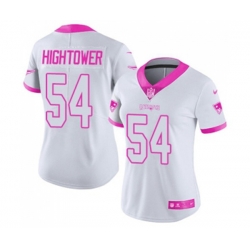 Women New England Patriots #54 Donta Hightower Limited White Pink Rush Fashion Football Jersey