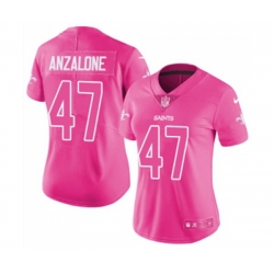 Women New Orleans Saints #47 Alex Anzalone Limited Pink Rush Fashion Football Jersey