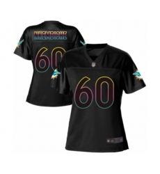 Women Miami Dolphins #60 Robert Nkemdiche Game Black Fashion Football Jersey