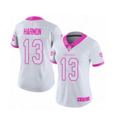 Women Washington Redskins #13 Kelvin Harmon Limited White Pink Rush Fashion Football Jersey